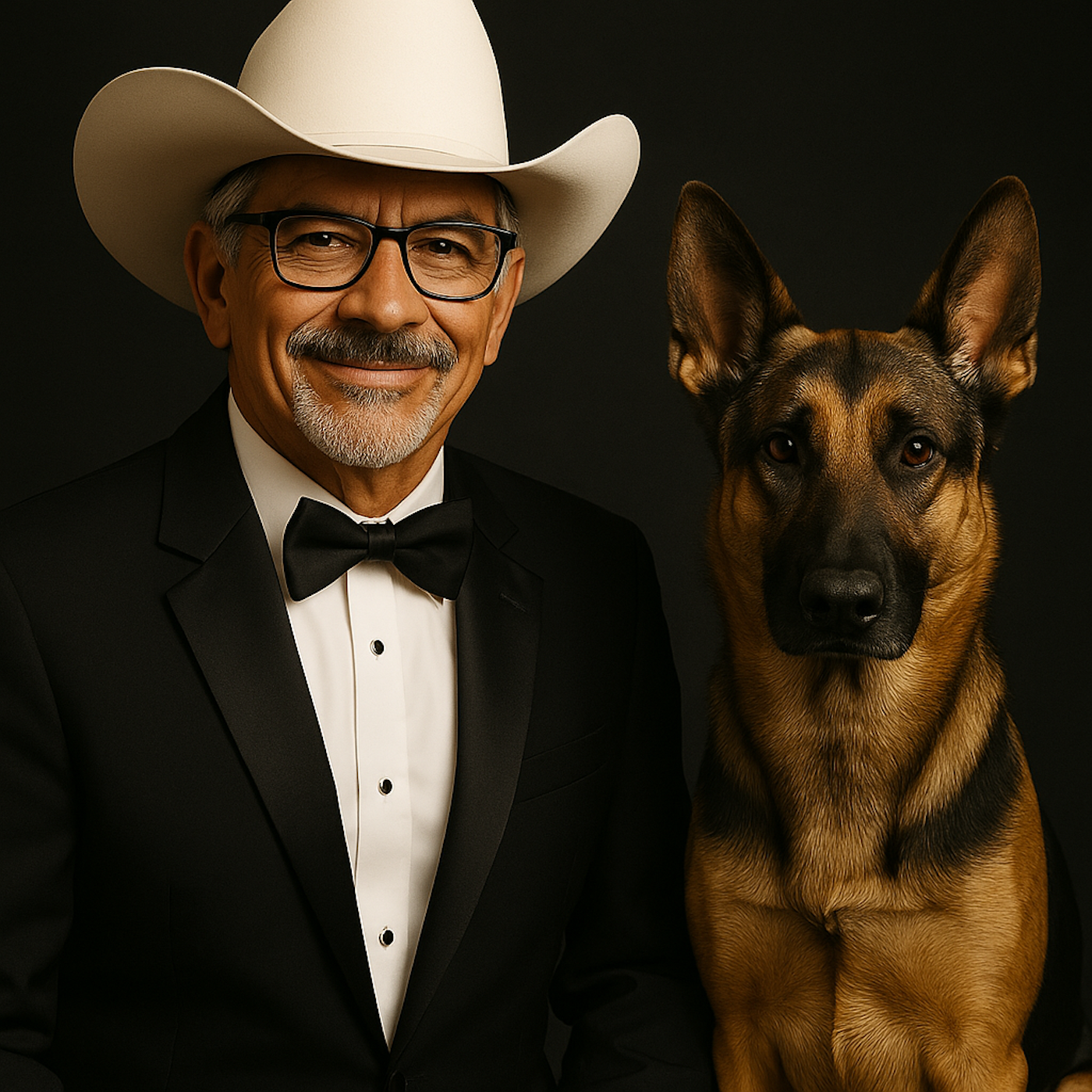 Yves Stilmant with Oso wearing a white Stetson